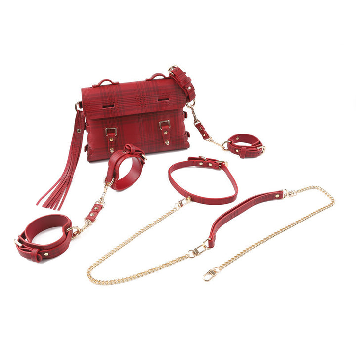 Fun greasy bag couple flirt bondage sm slave girl handcuffs collar bondage set combo sex adult products